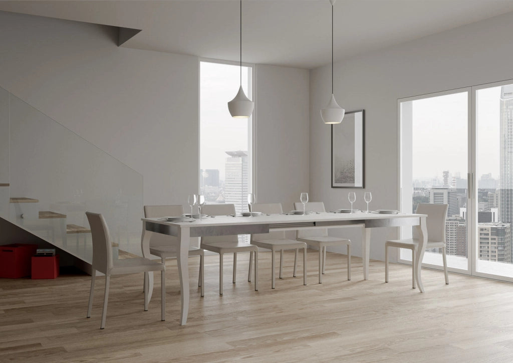 Tavolo Allungabile 120-224x90x80 cm Olanda Iron Bianco Frassino