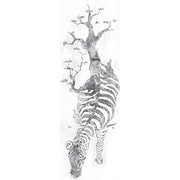 Quadro dipinto a mano Serengeti zebra e albero 50x150 olio su tela