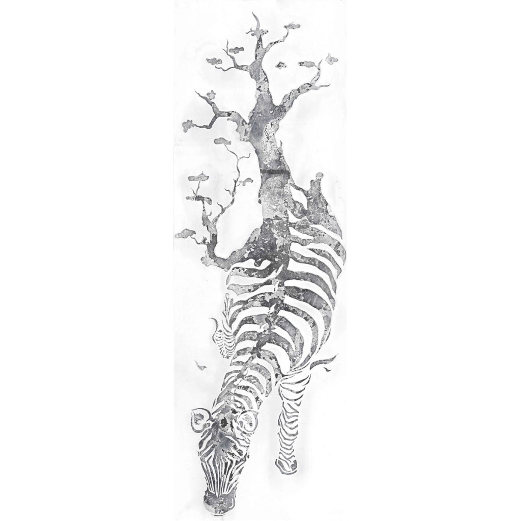 Quadro dipinto a mano Serengeti zebra e albero 50x150 olio su tela