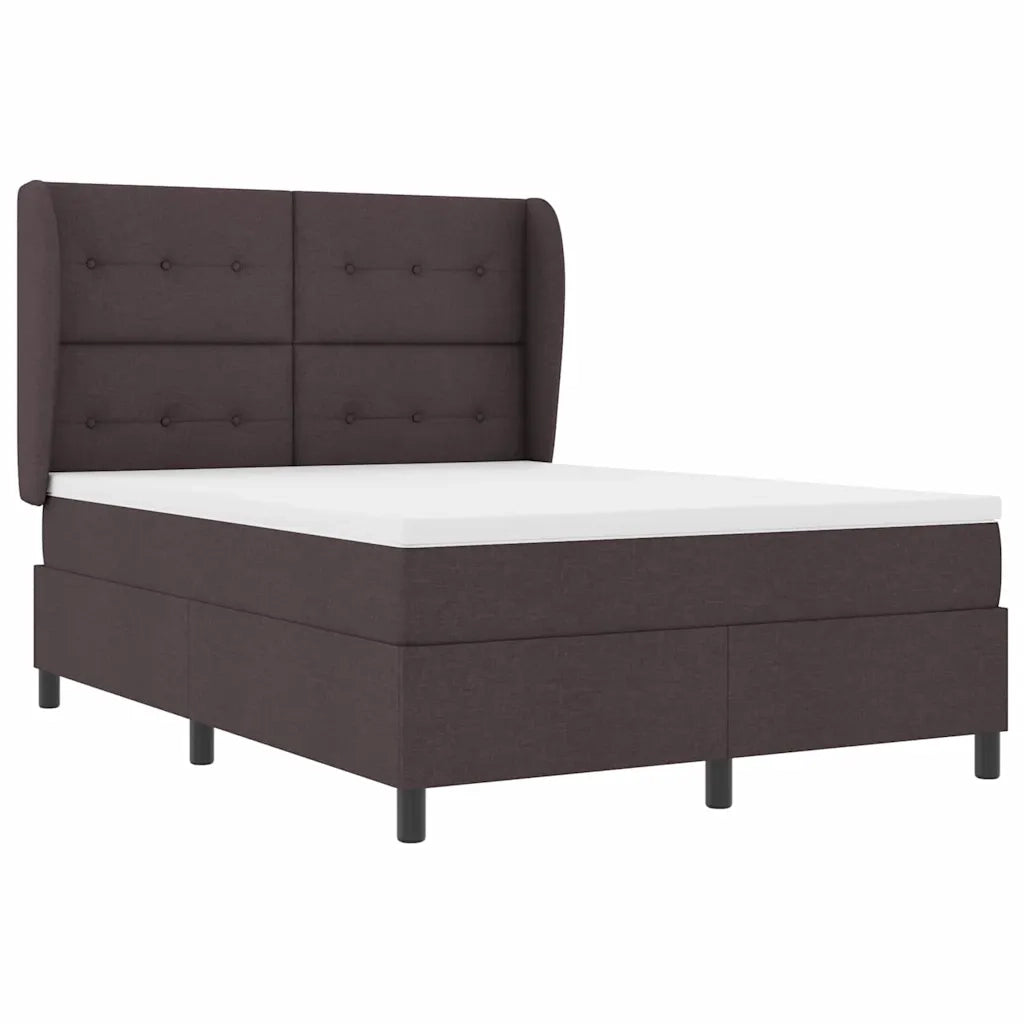 Letto a molle con materasso Marrone scuro 140 x 190 cm Tessuto 3340560