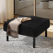 Pouf in tessuto a coste nero 56 x 51 x 39 cm con struttura in metallo