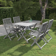 Set da Pranzo per Giardino 5 pz Legno Massello di Acacia Grigio