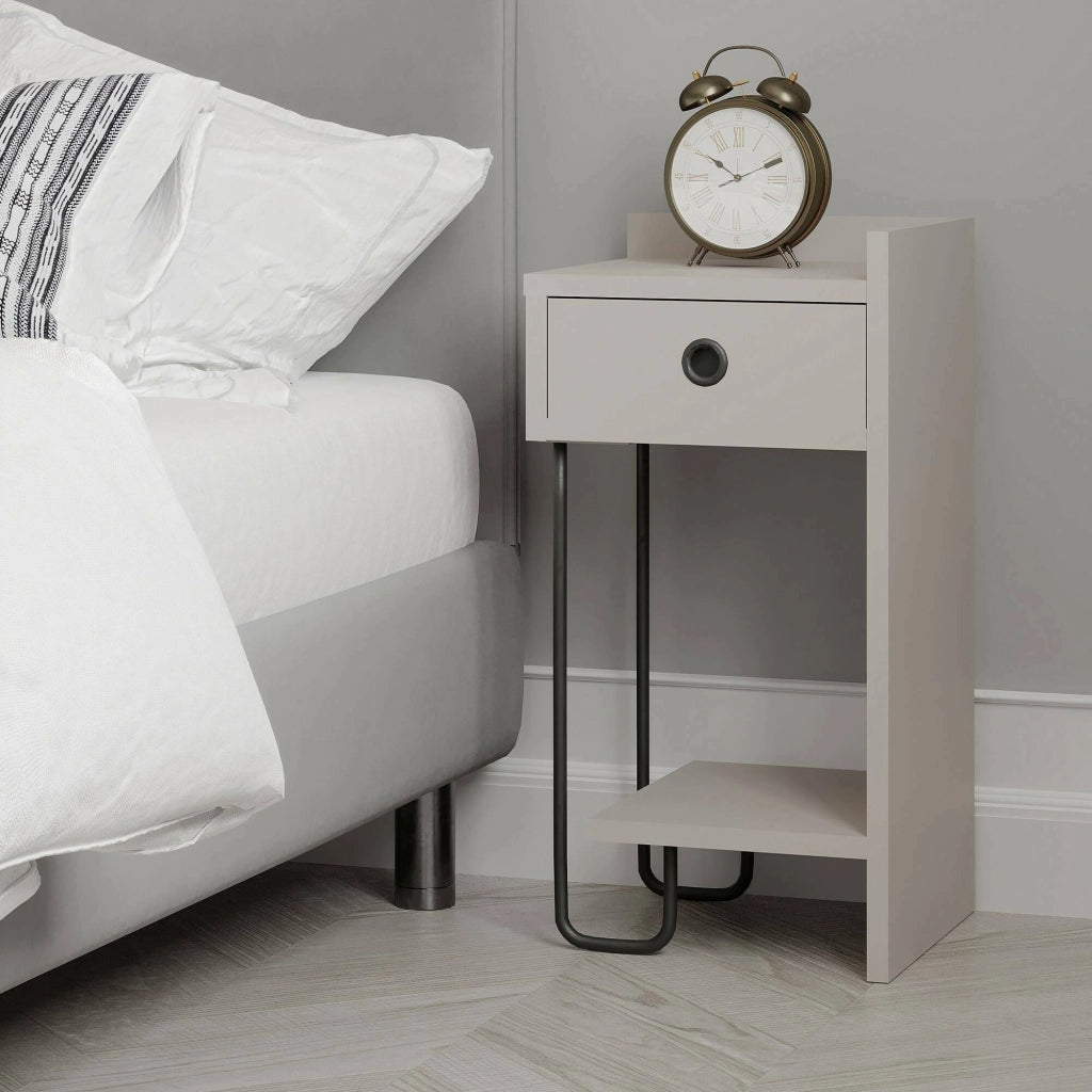 Halola, Comodino un Cassetto, 32x30x61h cm Grigio Tortora