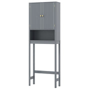 Mobile portaoggetti wc ante scanalate ripiano regolabile barra inferiore-Mobili da Bagno Organizer bagno alto indipendente salvaspazio Grigio