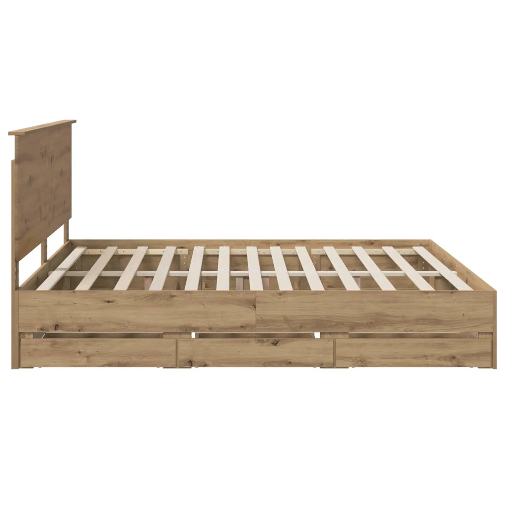 Bed Frame with Storage and Headboard Artisan Oak 180 x 200 cm 3445836