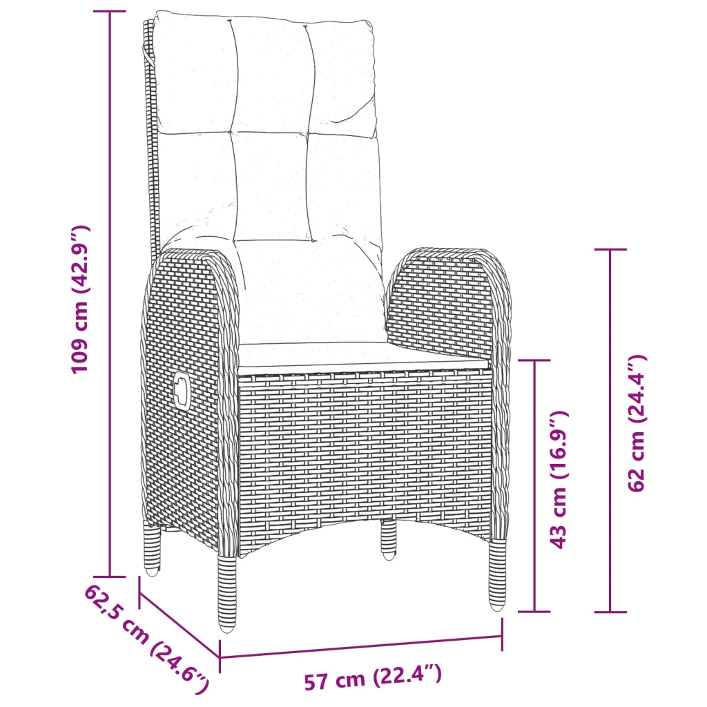 Set da pranzo da giardino 7 pezzi Grigio Polyrattan