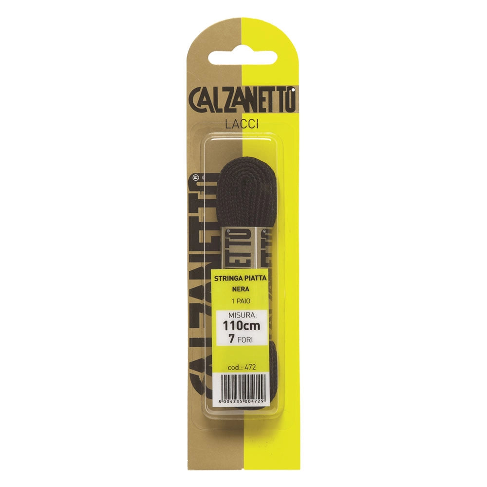 LACCI PIATTI cm. 110 neri - blister 1 paio  - EBANO