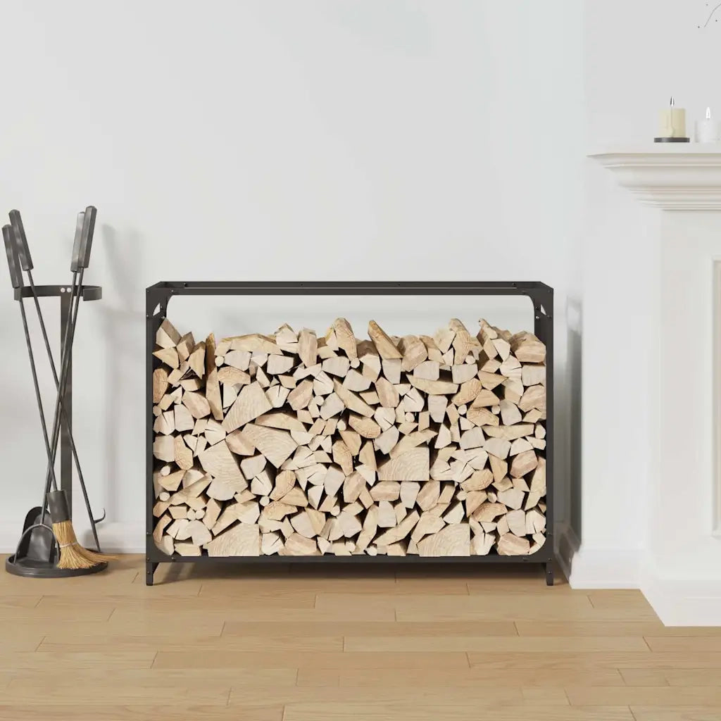 Rastrelliera per Legna da Ardere Nera 90x28x65 cm CFW2586161