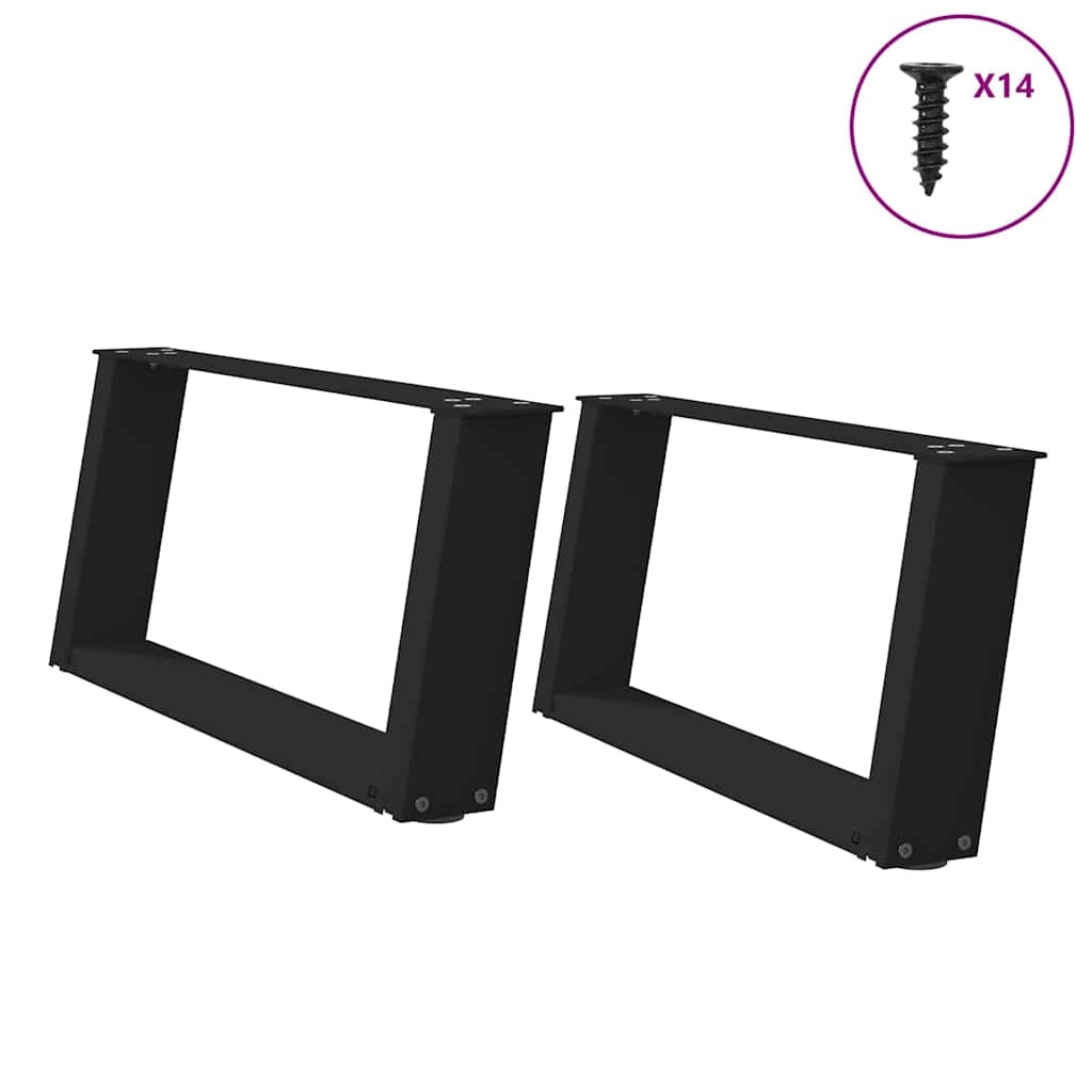 Set di 2 gambe per tavolino a forma di U 60 x 30 cm struttura robusta design moderno in acciaio nero 02_0057033