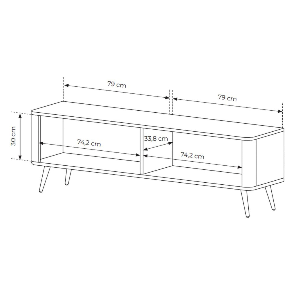Kalase, Mobile Porta tv un Ripiano, 163x38x51h cm Bianco