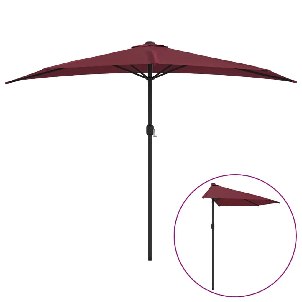 Palo in alluminio per ombrellone da balcone 300 x 150 x 253 cm mezzo bordeaux 02_0008315