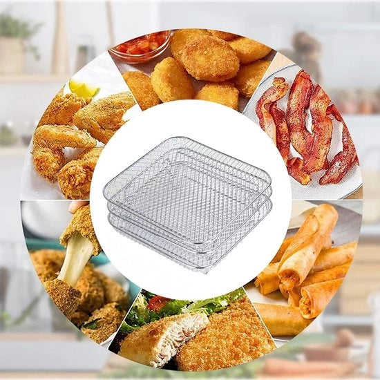 Frittella ad Aria - Ripiegabile - In Acciaio Inossidabile - Griglia - Accessori per Frittelle - Compatibile con Foodi 8L - 20 x 19 x 9 cm