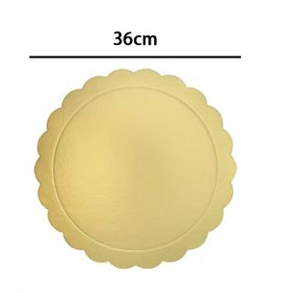 Trade Shop - Set 2 Pz Base Per Torta Rotonda Piatto Sottotorta Dorato 36 Cm Con Bordino 31167 -