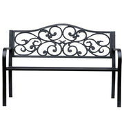 PANCHINA DA GIARDINO 2 POSTI CON SCHIENALE DECORATO IN GHISA E METALLO 127X60X89 CM NERO