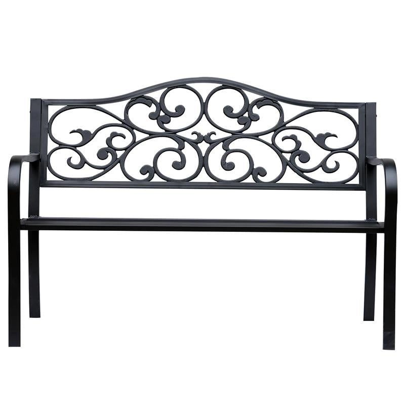PANCHINA DA GIARDINO 2 POSTI CON SCHIENALE DECORATO IN GHISA E METALLO 127X60X89 CM NERO