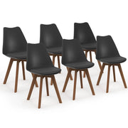 IDMarket - Set di 6 sedie SARA nere con gambe scure per sala da pranzo