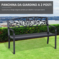 Panchina da Giardino 2 Posti 127x60x87 cm in Metallo Nero