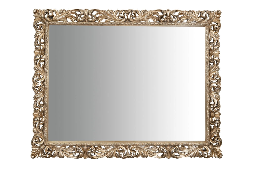 Biscottini SPECCHIERA DA PARETE IN LEGNO FINITURA FOGLIA ARGENTO ANTICATO MADE IN ITALY