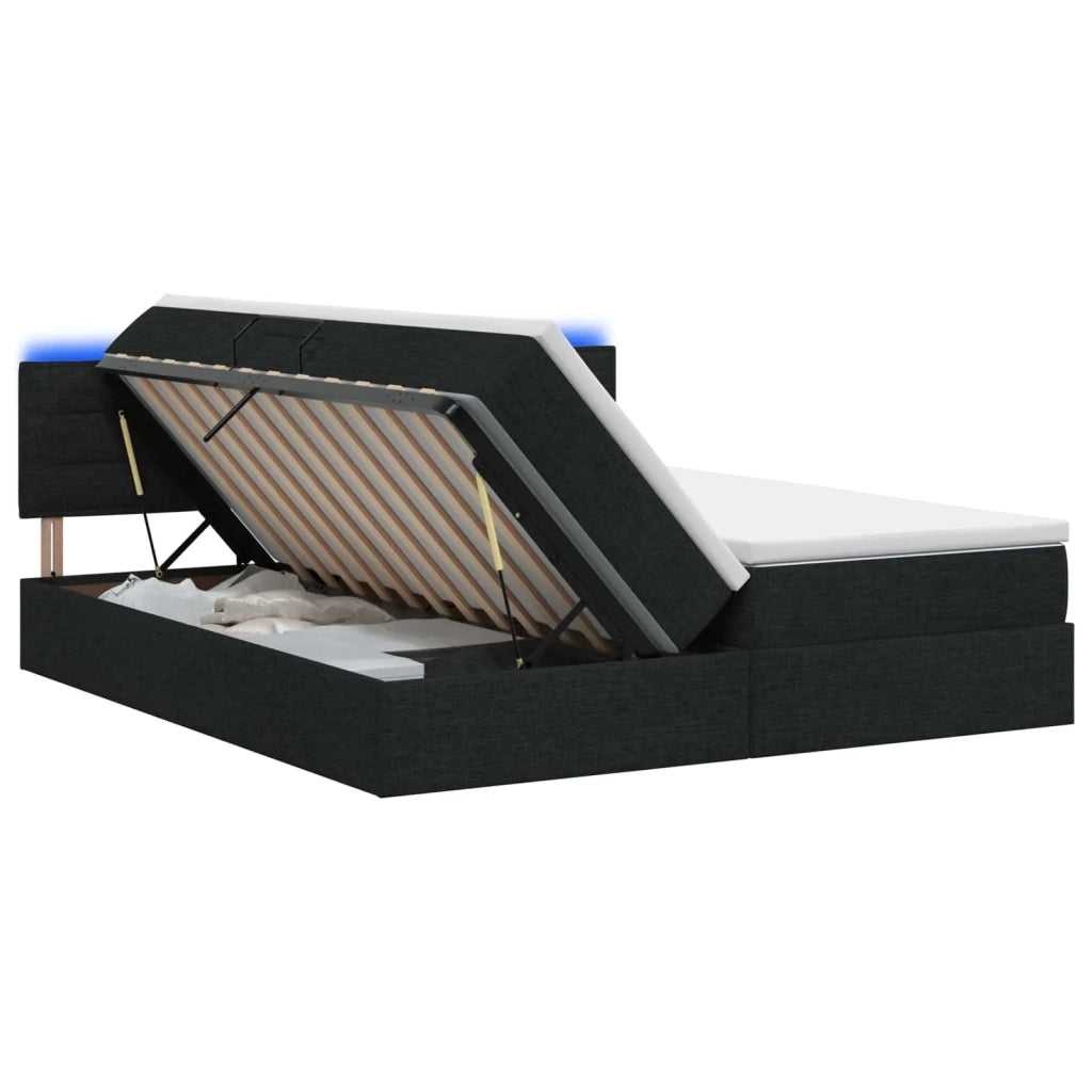 Letto con contenitore LED e materasso Nero 180 x 200 cm Tessuto 3459338