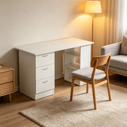 SCRIVANIA da computer 120 cm MDF bianco con 3 cassetti e 3 ripiani