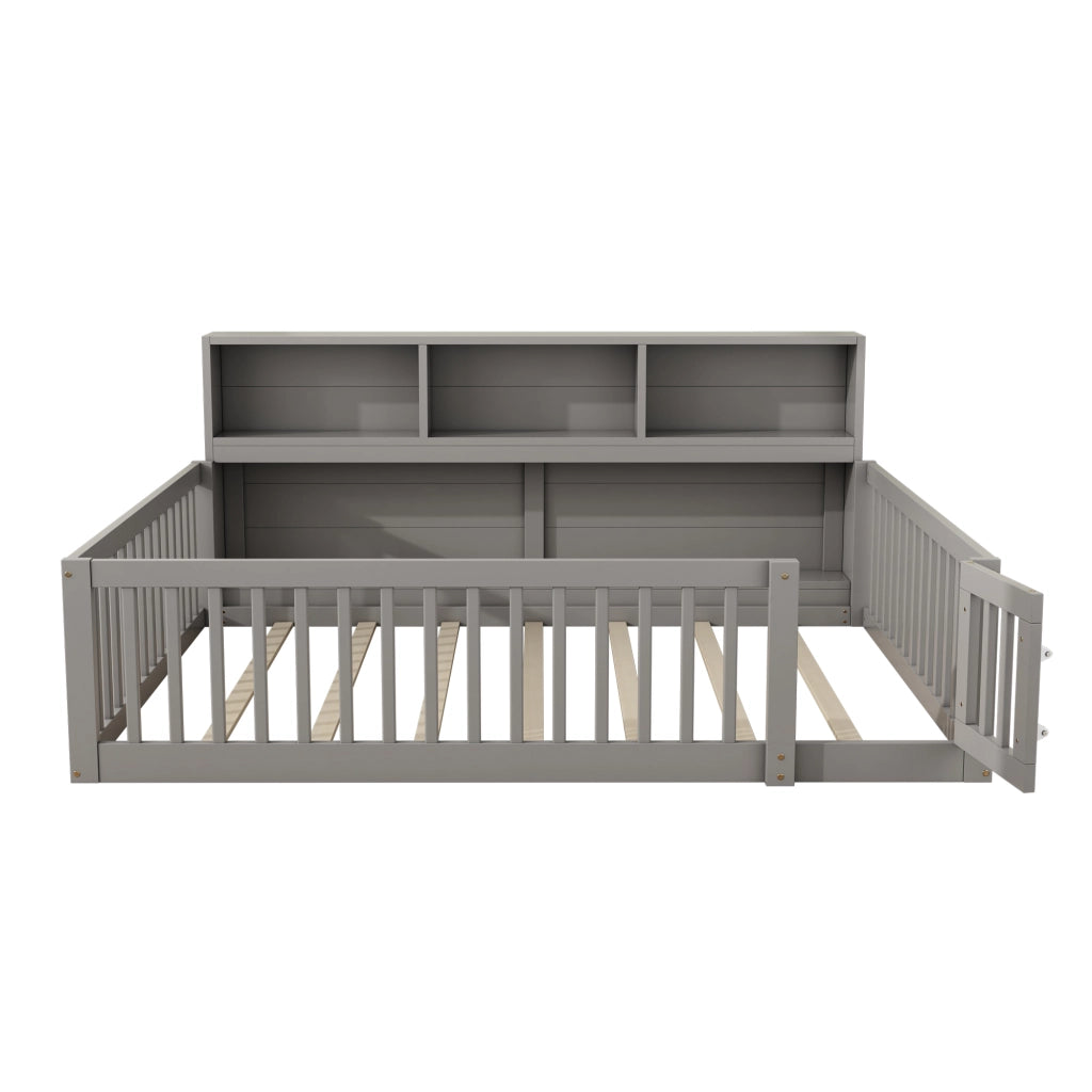 Divano Letto con Contenitore ¨C MINIMAL ¨C Legno di Pino, Grigio, 140x200