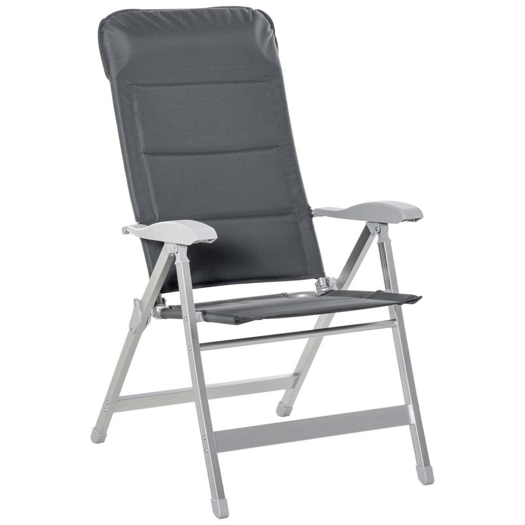 Sedia da giardino pieghevole con schienale alto e braccioli ¨C zephmum ¨C grigio