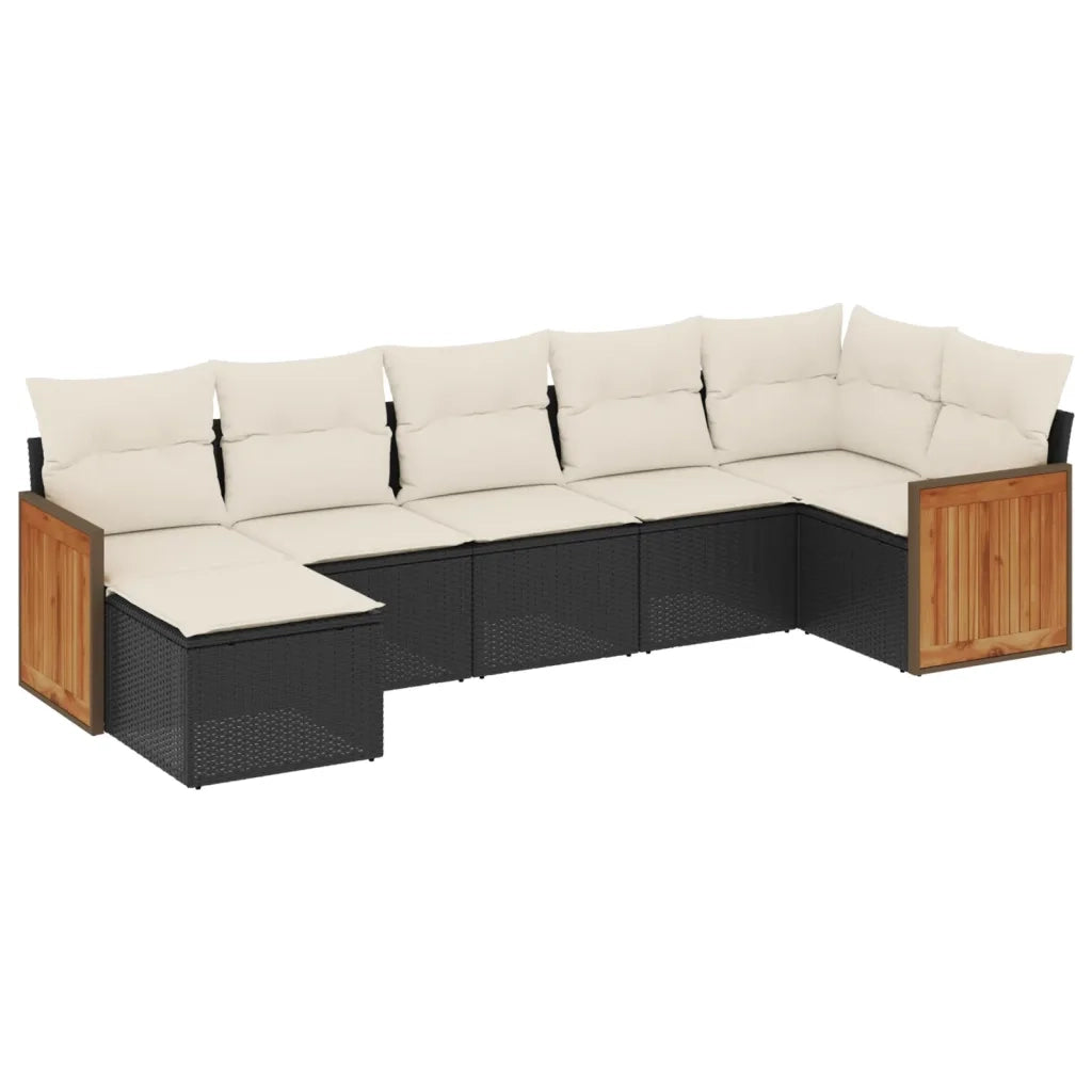 Set Divani da Giardino con Cuscini 7pz Nero Polyrattan 3227869