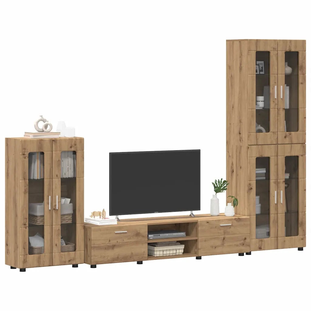 Set mobile TV FLORIN 3 pcs Rovere artigianale Legno multistrato