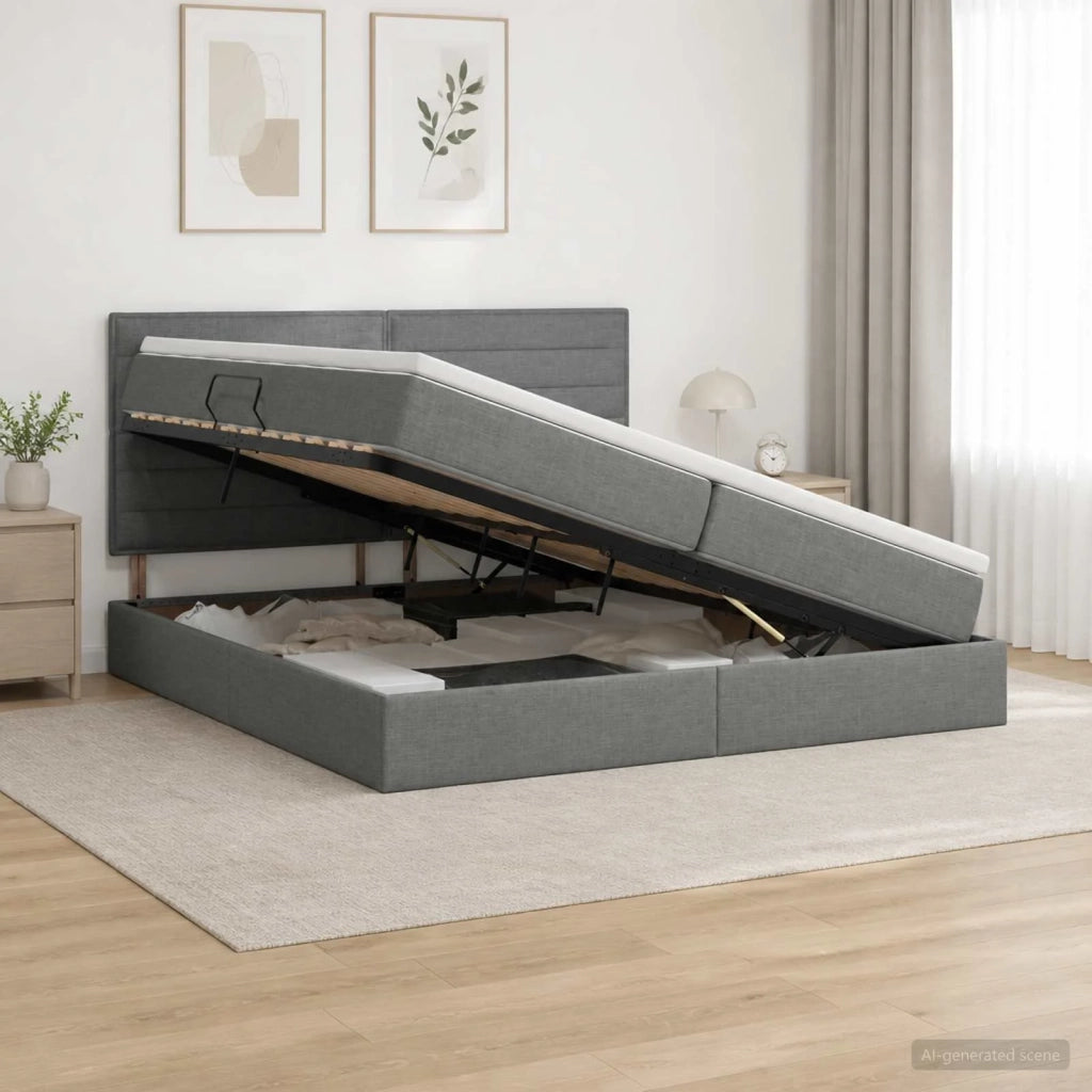 Letto con contenitore LED e materasso Grigio Scuro 200 x 200 cm 3459904