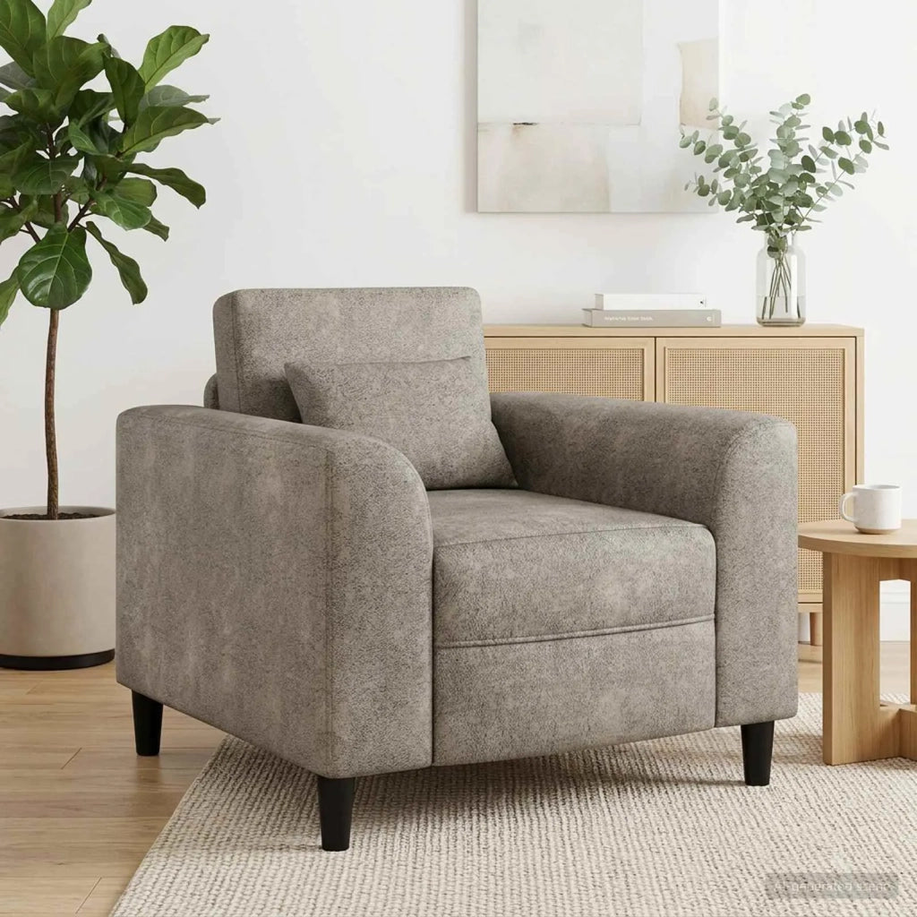Poltrona Grigio Chiaro Pelle Scamosciata Sintetica 42042476
