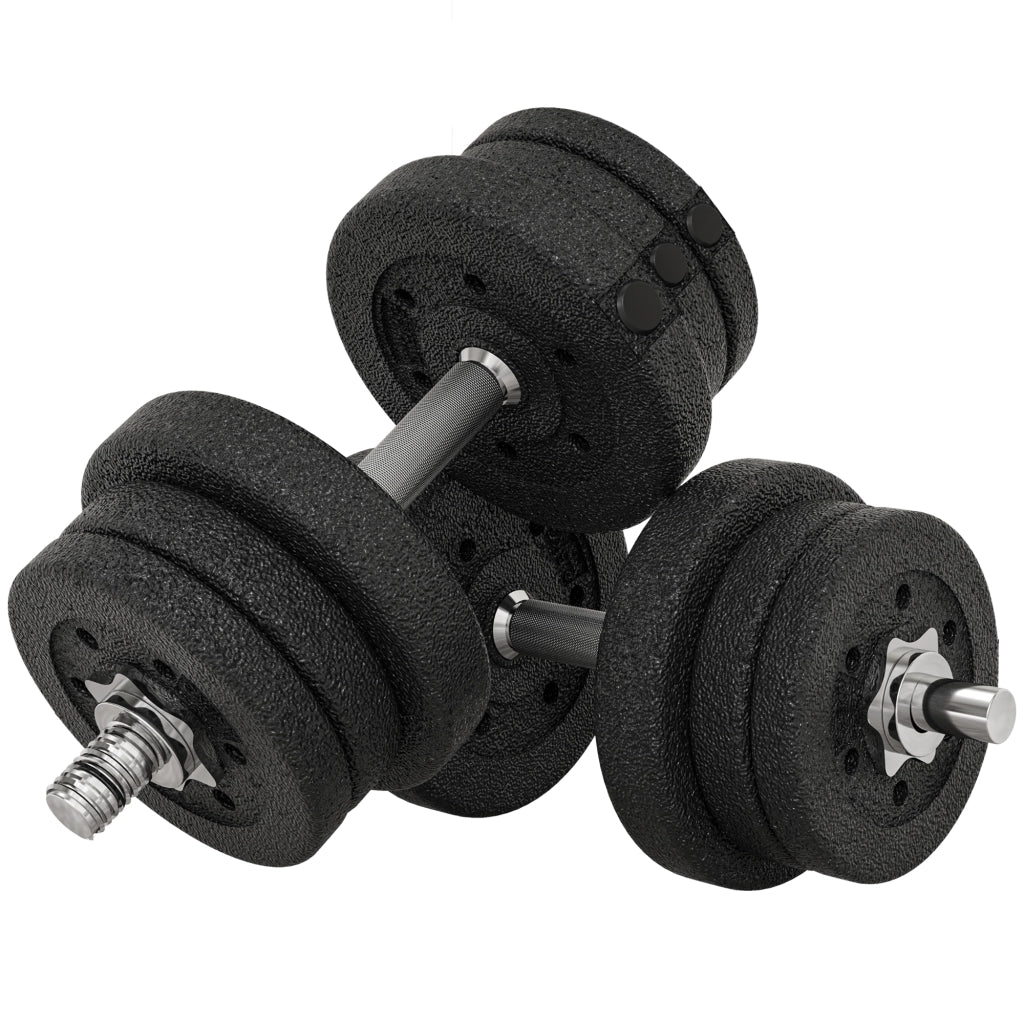 Set Manubri Palestra 25 kg ¨C zephmum ¨C Nero con 12 Dischi e 2 Barre