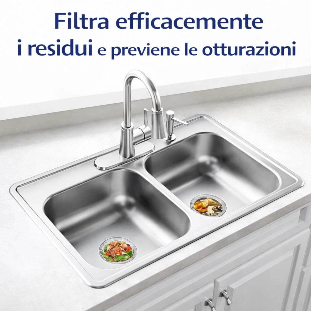 Tappo Filtro per Lavello da Cucina Ø 80 mm Colino Scarico in Metallo Resistente e Durevole 79349