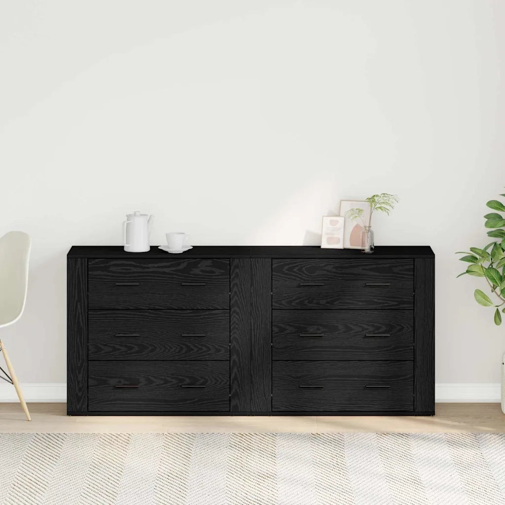 Credenza Rovere Nero 160 x 33 x 70 cm Legno multistrato 3333083