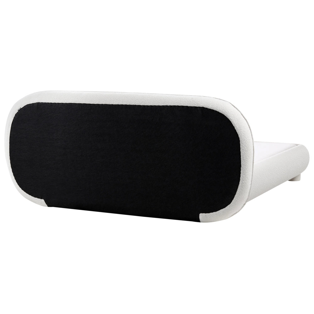 Letto rivestito in bouclé bianco sporco 160 x 200 cm design minimalista retrò camera da letto