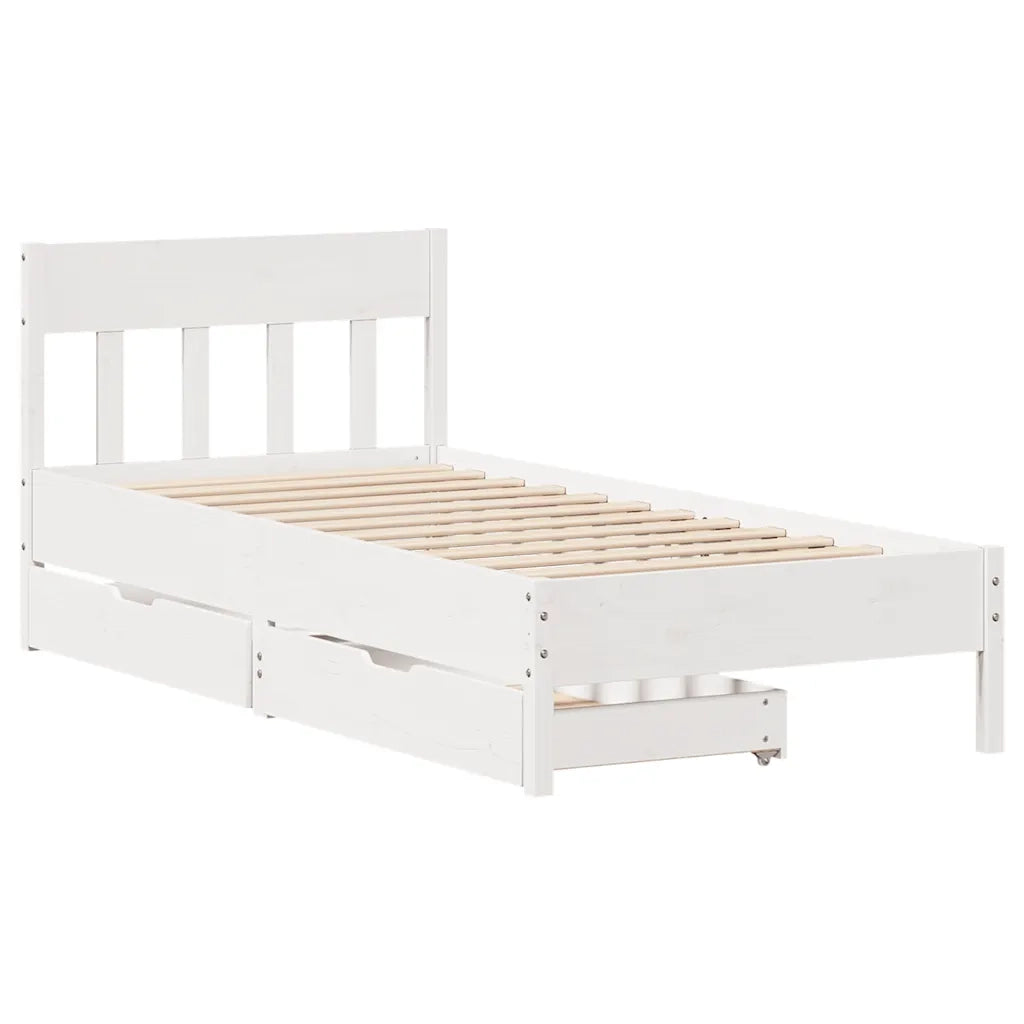 Letto singolo | Letto per adulti | Letto senza Materasso Bianco 90x190 cm in Legno Massello Pino