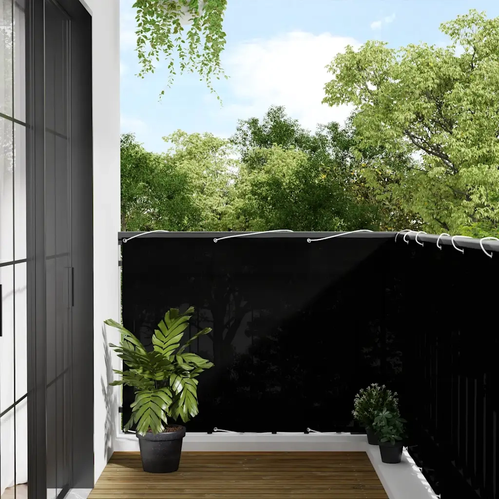 Paravento da Balcone-Pannello per balcone Nero 120x800 cm 100% Poliestere Oxford