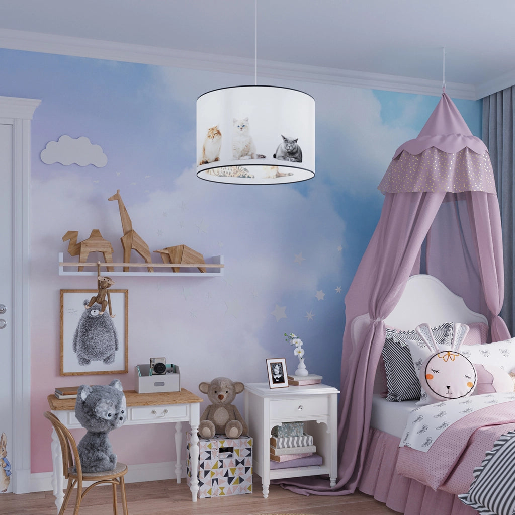 Lampada sospensione bambini gatti Ø30 E27 15W Pure Lume