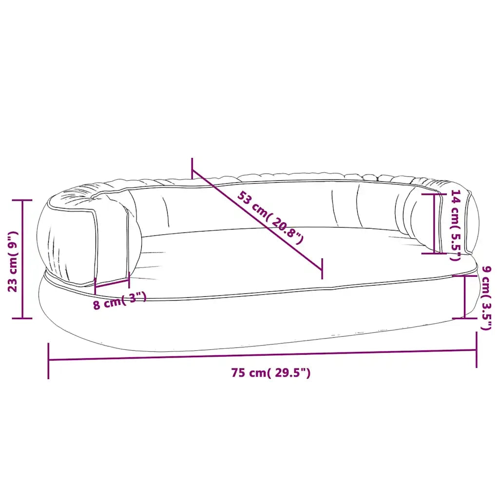 Letto per Cani Ergonomico Gommapiuma Grigio 75x53 cm Similpelle 171317