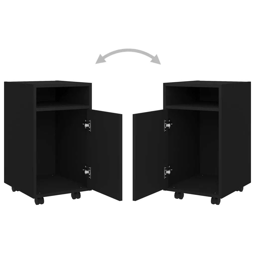 Credenza con Ruote Nera 33x38x60 cm in Legno Multistrato 803048