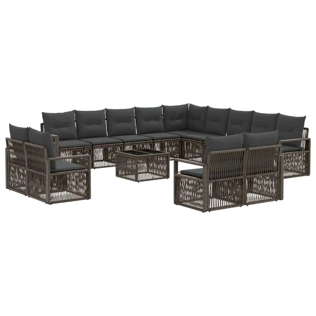Set Divano da Giardino 14 pcs Grigio polyrattan 3435896