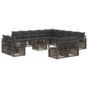 Set Divano da Giardino 14 pcs Grigio polyrattan 3435896