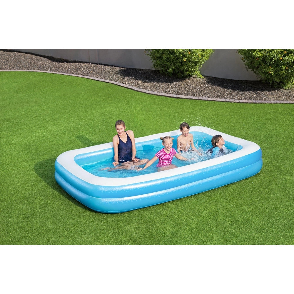 Trade Shop - Piscina Gonfiabile Familiare 305 X 183 X 46 Cm Rettangolare 2 Anelli Giardino 54150 -