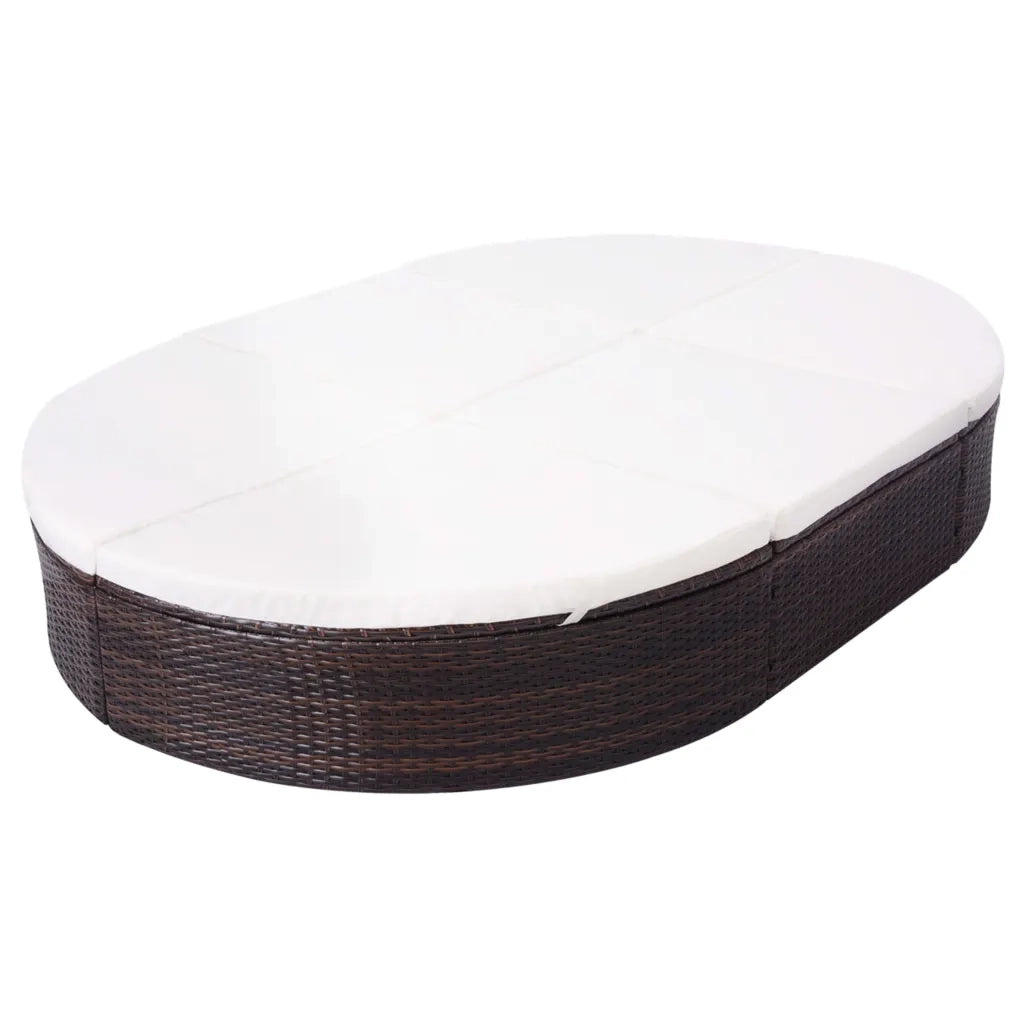 Lettino Prendisole con Cuscino in Polyrattan Marrone cod mxl 63139