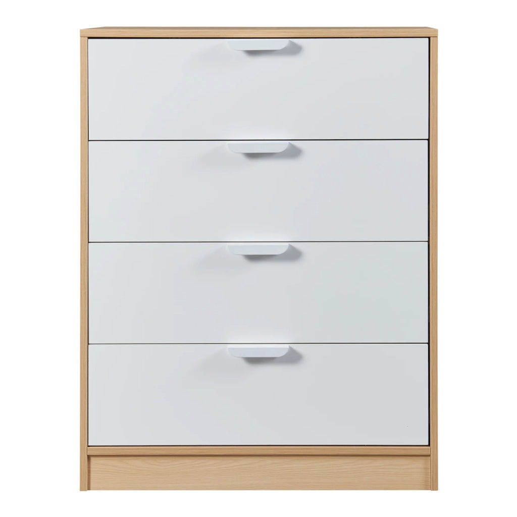 Cassettiera pratico mobile contenitore per ingresso soggiorno camera da letto MDF 90 x 70 x 40 cm effetto rovere bianco 03_0009318