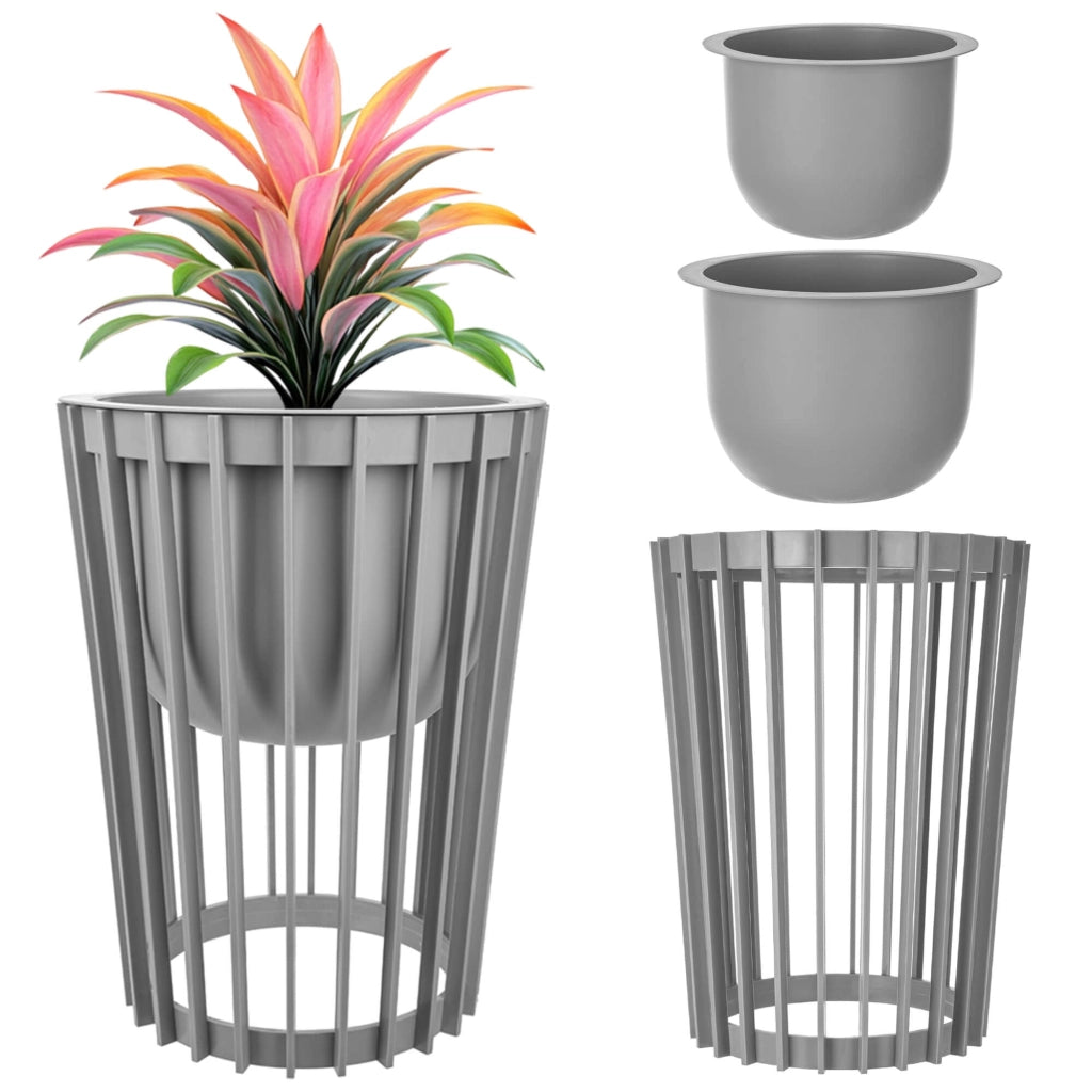 Supporto per fiori bifacciale KADAX Loft, grigio, 53,5 cm + 2 inserti