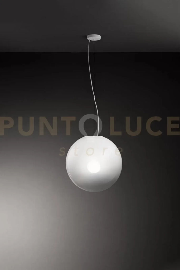Moon sospensione in vetro e metallo bianco 1 luce attacco E27 d.40cm