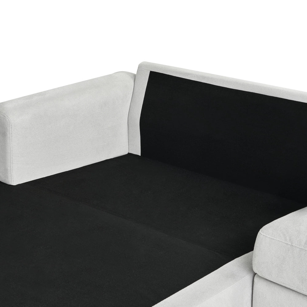 Divano angolare a destra in tessuto di ciniglia grigio chiaro Poliestere Metallo Gambe nere 190 x 272 x 83 cm Schienale imbottito e rifinito 3 posti a L Soggiorno in stile moderno