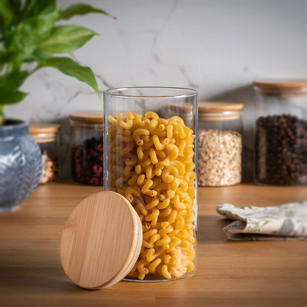 Contenitore per alimenti KADAX, barattolo in vetro per pasta e spezie con coperchio, 1,4 litri.