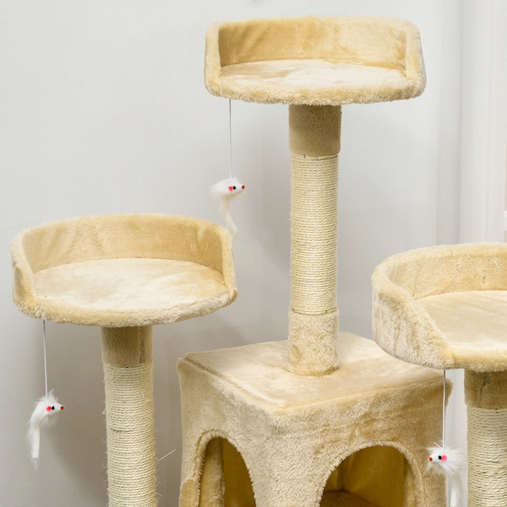 Albero tiragraffi per gatti grande con piattaforme e scalini ¨C zephmum ¨C beige 60x50x181 cm