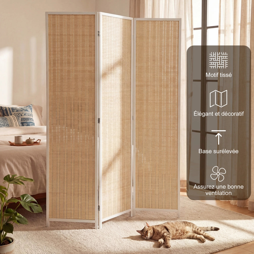 Paravento in legno 3 ante ¨C zephmum ¨C bianco 135x180 cm